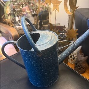 Vintage Blue Speckled Galvanized Watering Can